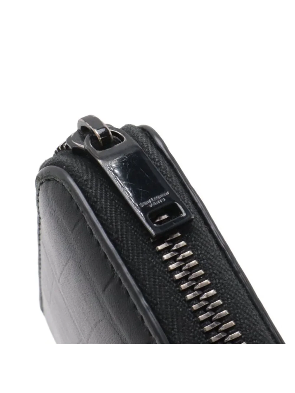 Saint Laurent Paris YSL Yves Zip Around Wallet Croco Like Leather Black - Picture 5 of 9